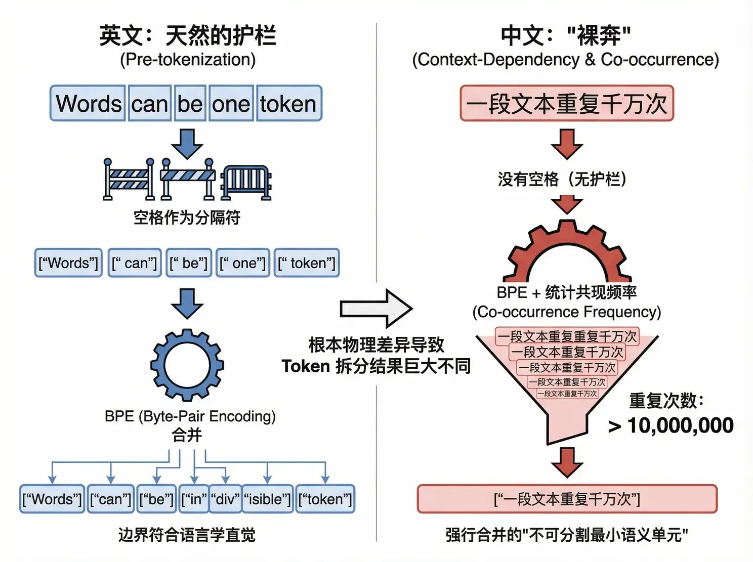 英文预分词护栏与中文依赖共现频率的对比